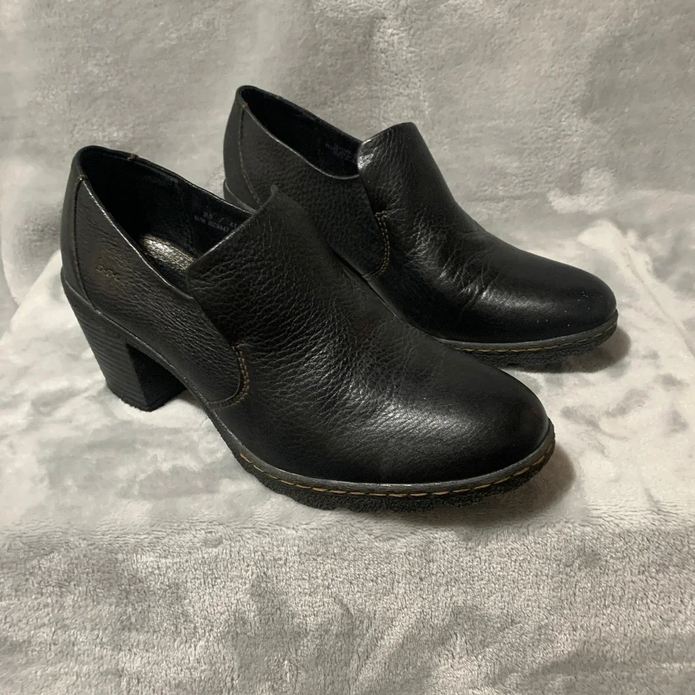 BOC Born Concept Black Leather Ankle Boots Booties Women's US‎ 9.5 EU 41 Block